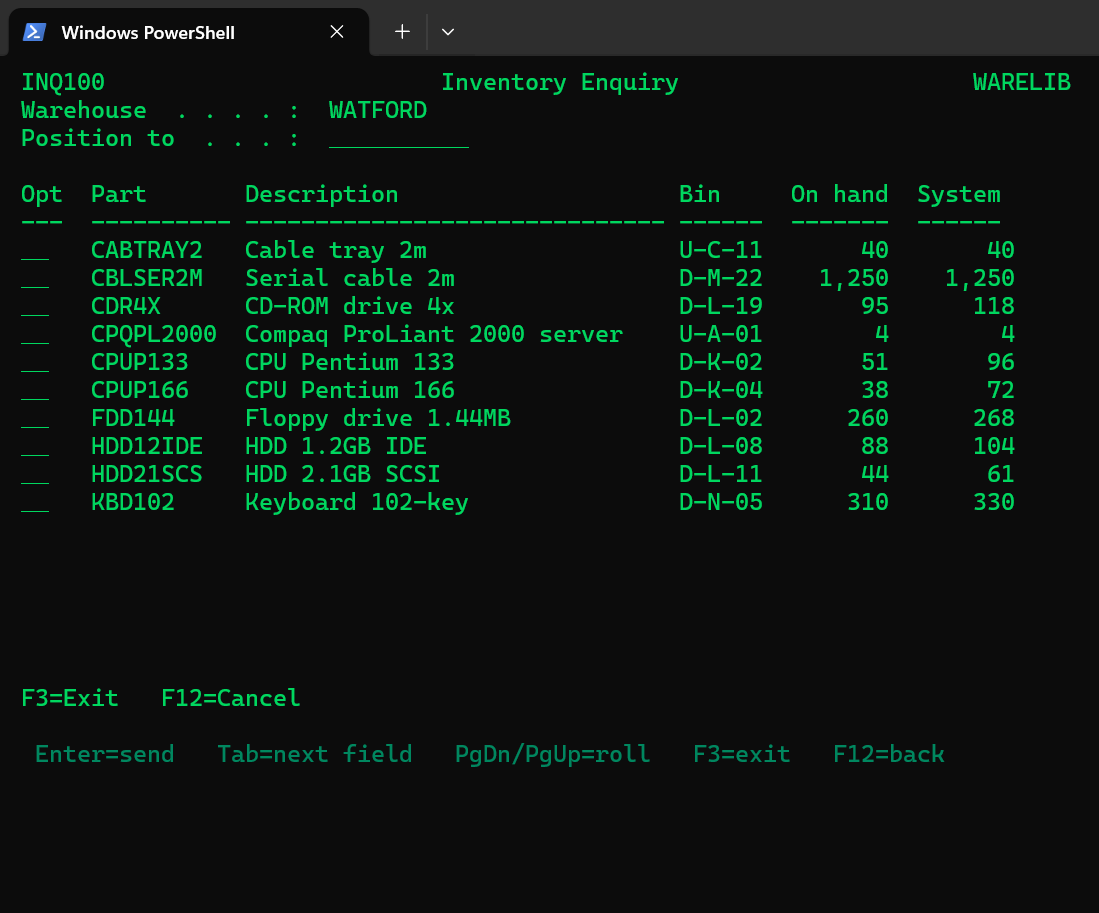 The INQ100 screen