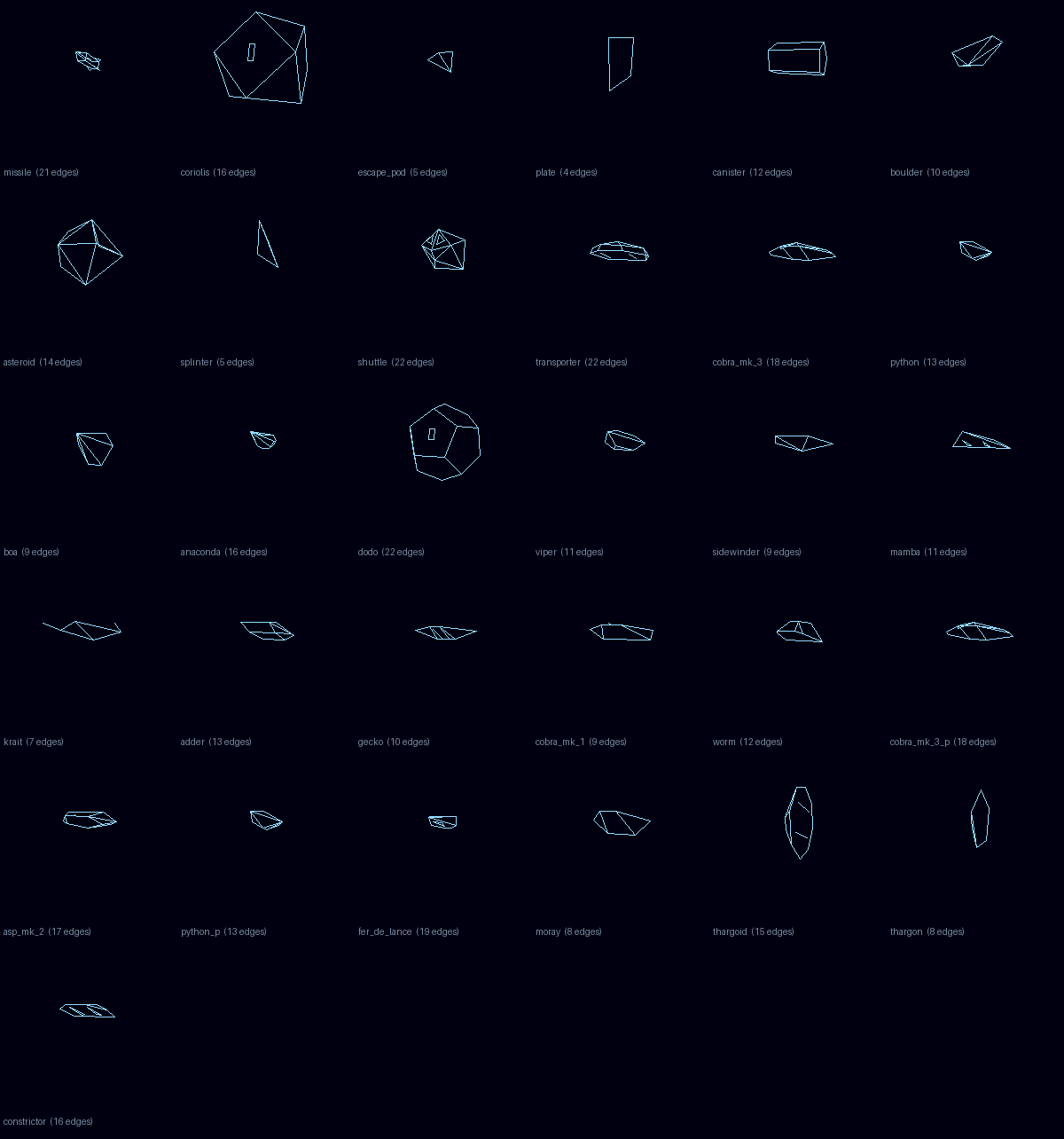 The full ship roster, rendered from the extracted blueprint data