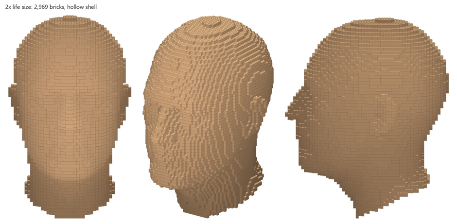 2× life size, before colour. The three-quarter view is where it starts to look like me.